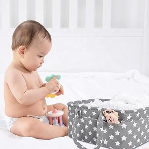 Noël rose Portable couches panier de rangement bébé couche Caddy organisateur <span class=keywords><strong>toile</strong></span> pépinière bac de rangement pour garçons filles - Product Image 4