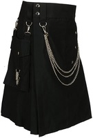 Jupe pour homme en vente flash, jupe plissée à chaîne pour homme, noire, grande taille, style écossais festif punk, kilt traditionnel pour les fêtes, costume masculin