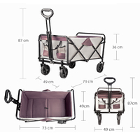 Chariot de transport pliable d'extérieur haute capacité 220 LBS, chariot de camping à quatre roues