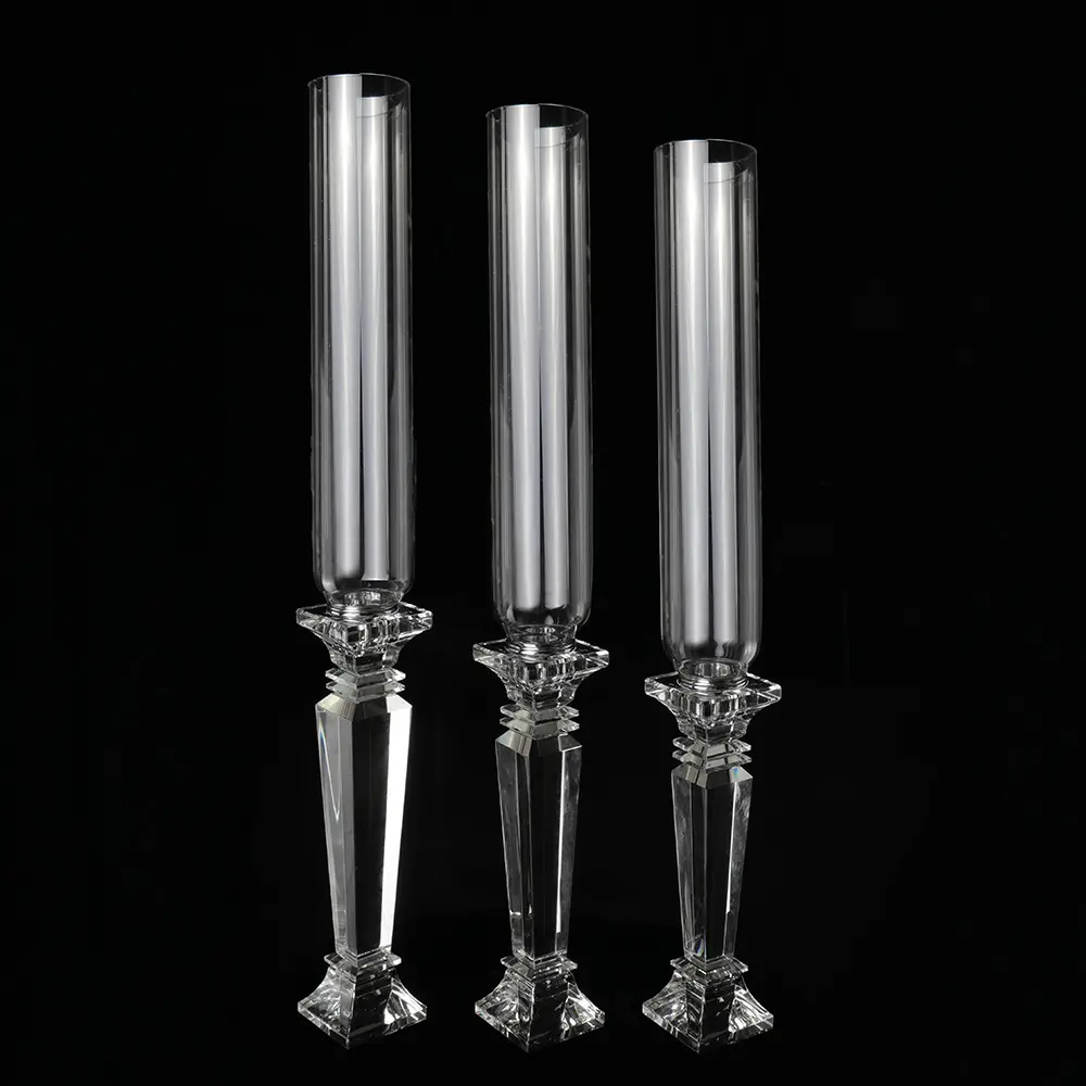 Candeliere a colonna in cristallo con portacandele in vetro alto FH-168