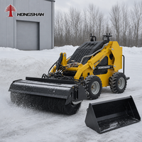Chargeuse compacte sur roues 4x4 de haute qualité CE EPA 700 kg avec godet à fumier, broyeur de souches et godet étroit pour ferme solaire