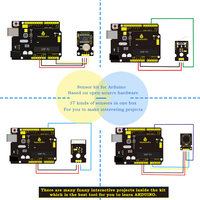 Kit Sensor Keyestudio 37 in 1 V2.0, Modul Sensor untuk Pembelajaran Pemrograman STEM, Starter Box dengan Board UNOR3 untuk Arduino