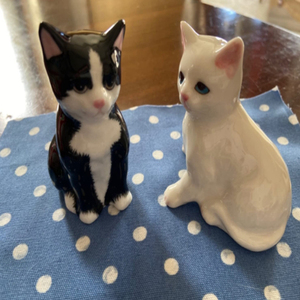 Moulin à sel et à poivre <span class=keywords><strong>chat</strong></span> peint à la main, noir et blanc, en céramique - Product Image 2