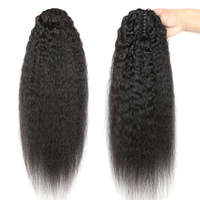 Extensions de queue de cheval à cordon de serrage, cheveux humains vierges, texture Yaki, double trame, longueur 8-26 pouces, toutes couleurs, teintables