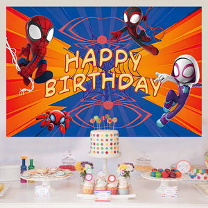 Bannière de fond à thème Spider-Man de dessin animé pour la promotion, décorations de fête d'<span class=keywords><strong>anniversaire</strong></span> pour garçons et enfants, affiches de fond Spider-Man - Product Image 3