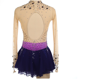 Trẻ Em Hình Trượt Băng Trượt Băng Ăn Mặc Spandex Độ Đàn Hồi Cao Cạnh Tranh Trượt Băng Mặc Handmade Pha Lê Rhinestone - Product Image 6