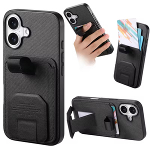 Étui portefeuille antichoc en cuir PU pour iPhone 17 avec porte-cartes, dragonne et béquille pliable - Product Image 1