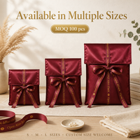 Pochette de luxe en satin bordeaux pour extensions capillaires avec logo, double couche, idéale pour livres et sous-vêtements