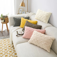 Coussins décoratifs géométriques en tissu jacquard moderne et simple, super doux, à carreaux, pour le salon