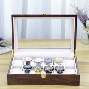 Boîte à montres de luxe en bois massif avec intérieur en cuir écologique sur mesure, 12 emplacements, finition mate, pour Philippe - Product Image 3