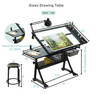 Table à Dessin Moderne en Verre et Bois pour Enfants - Mobilier Scolaire Durable pour Chambre et Salon