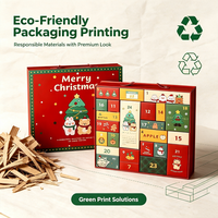 Boîte de calendrier de l'avent de Noël recyclable |   Boîte cadeau personnalisée en carton couché laminé avec compteur à rebours, éponge gaufrée pour cosmétiques