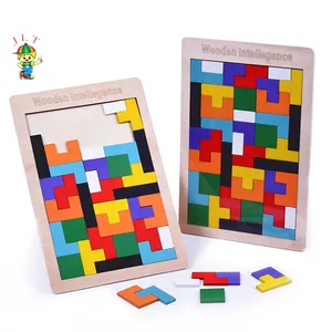 2024游戏脑筋玩具3D游戏木块拼图儿童木制T-etris教育玩具木制拼图幼儿