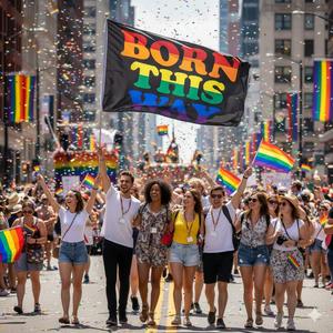 Bandera del Orgullo Arcoíris Personalizada con Diseño de Nacido de Esta Forma para Eventos, 100% Poliéster, 3x5 pies, Bandera del Orgullo LGBTQ con Dos Ojales - Product Image 6