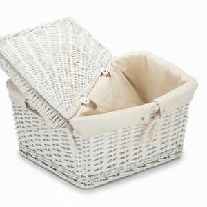 Panier à linge doublé de coton blanc à deux niveaux Bacs de rangement en PP et tissu pour le nettoyage Pliable pour salle de bain ou garde-robe - Product Image 1