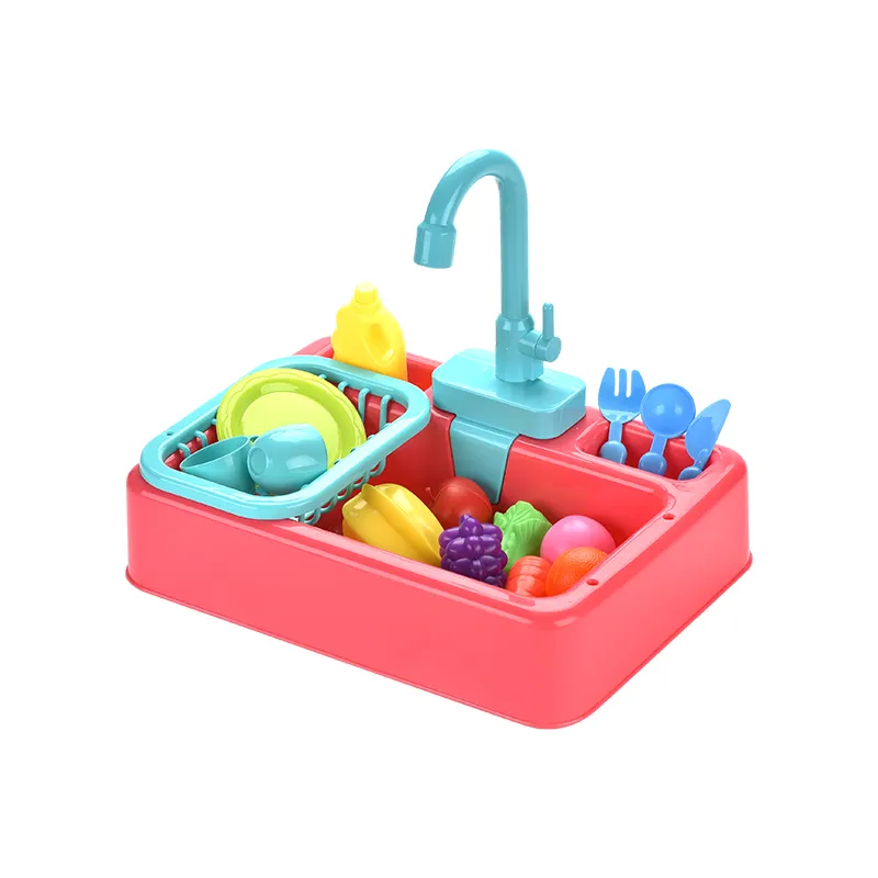 주방 장난감으로 놀기위한 플라스틱 접시 세척 물통