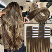 Extensions de cheveux chinoises Remy à bandes adhésives 100% alignées sur les cuticules, brunes blondes, lisses et soyeuses, cheveux vierges bruts, Cheveux Naturel