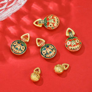 Conjunto de Colgantes Temáticos: Bestia Devoradora Dorada, Collar y Pulsera de Esmalte para Uso Diario, 12x19.5mm, 7.5x12mm, Origen Yiwu - Product Image 4