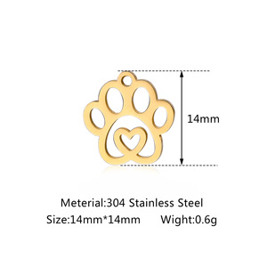 Gold Plated Stainless Steel <b>Cute</b> Animal Paw Charms Jewelry Supply for DIY <b>Bracelet</b> Necklace Unisex Gift Pendant - Product Image 3
