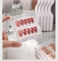 Vente en gros Boîte d'emballage transparente pour ongles à coller avec logo personnalisé Boîtes de rangement pour présentoir d'embouts d'ongles en plastique à deux couches