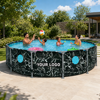 Piscine hors sol ronde en acier avec fenêtre transparente, piscine familiale en PVC pour jardin, ensemble d'été