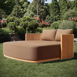 Petites villas extérieures <span class=keywords><strong>Lit</strong></span> de jour rond à balançoire en bois avec <span class=keywords><strong>parapluie</strong></span> Canapé-<span class=keywords><strong>lit</strong></span> <span class=keywords><strong>Lit</strong></span> de jardin surélevé pour l'extérieur - Product Image 3