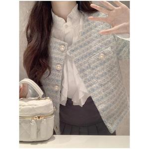 Abrigo Casual de Oficina para Mujer, Corte Recortado, Cuello en V con Botones de Perla, a la Moda - Product Image 3