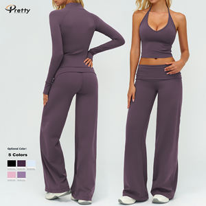 Nuovo Arrivo: Completo Yoga Personalizzato con Finitura Sabbiata, Set Sportivo da Donna a 5 Pezzi, Maniche Lunghe, Traspirante, Casual e alla Moda - Product Image 3