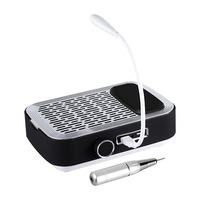 Stylo de polissage rechargeable pour ongles avec collecteur de poussière, repose-main, filtre et lampe d'éclairage – Outil à ongles multifonctionnel 5-en-1