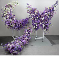 Fleurs artificielles en soie faites à la main, cascade de fleurs modernes pour arche de mariage, allée de guidage, décoration de roses violettes, vente en gros