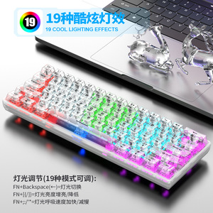 Clavier mécanique filaire transparent Silver Fox K30, interrupteur bleu, rétroéclairé, programmable pour le jeu, le bureau et l'e-sport - Product Image 1