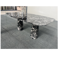Dessus de table de salle à manger en marbre noir Cristallo personnalisé de luxe avec pied de base de colonne pour salon de table à manger en marbre moderne