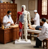 Modèle de cuivre pour la formation en acupuncture de la médecine traditionnelle chinoise, avec marquages de l'échelle numérique et caractères plus clairs