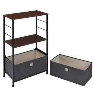 Kids Fabric Drawers Clothes Storage Cabinet Organizer Furniture Black Metal Frame Wooden Shelf Tool Boxes