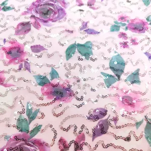 Производитель Китай, эластичная ткань с голограммой и принтом, ткань с блестками для праздничного платья с блестками