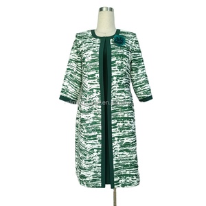 Ensemble robe de cocktail imprimée grande taille pour femme avec veste, élégant, col rond, longueur genou, pour l'automne, tenue d'église, avec appliques - Product Image 2