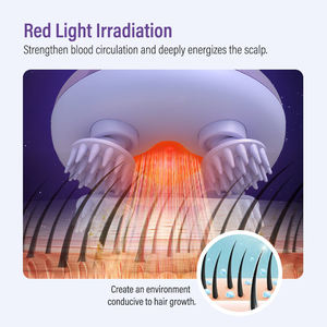 Dispositivo masajeador del cuero cabelludo para el cabello con cabeza vibratoria para amasar luz roja giratoria portátil eléctrico automático a prueba de agua al por mayor - Product Image 3