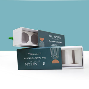Cajas de Regalo de Cartón Rígido con Lazo y Papel Dorado de 3 Pulgadas, con Inserto de Espuma para Velas, Impresión en Relieve, Superventas - Product Image 6