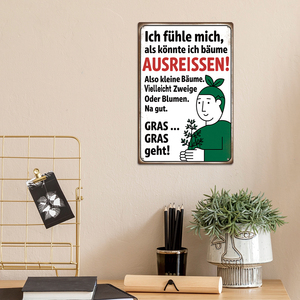 Letrero Metálico Vintage en Alemán con Frase Divertida sobre Cerveza para Decoración de Bar en Casa, Impresión UV, Técnica Pintada a Mano - Product Image 1