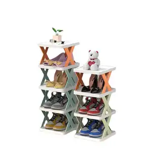 2024 Space Saver Shoe Storage Folding Ajustável Shoe Slots Organizer Double Deck Shoe Rack Holder Para Organização do Armário