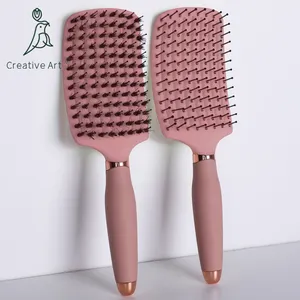 Nouvel arrivage de brosse à cheveux en plastique, outil de coiffure, logo personnalisé, vitesse, nylon sec, poils de sanglier, démêlant, brosse à cheveux