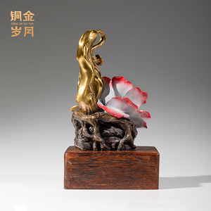 <b>Copper</b> And Gold Years Flower Bloom Wealth <b>Copper</b> Decorative Object For Home Decoration <b>Table</b> Display - Product Image 3