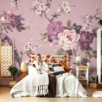 Papier peint mural personnalisé 3D couleur lilas auto-adhésif, papier peint 3D pour la maison, décoration murale pour canapé et chambre