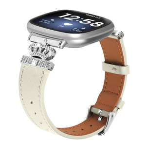HYX HY-FB-L24302SS 新しいファッション本革リストバンド <span class=keywords><strong>Fitbit</strong></span> <span class=keywords><strong>Versa</strong></span> 4/<span class=keywords><strong>3</strong></span> ウォッチストラップ用 ラインストーン付き - Product Image 2