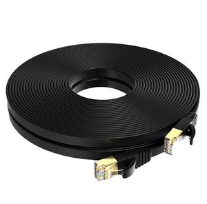 Atacado CAT 7 Flat BC10m/20m/30m Patch <span class=keywords><strong>Cord</strong></span> 30AWG SSTP RJ45 Conector 4 Par Casaco PVC Cat7 Preto Cabo Ethernet de Rede - Product Image 4