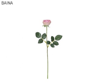 Delicato Bouquet bianco artificiale con vero tocco di petali di rosa arancione composizione floreale regalo fai da te prezzo - Product Image 5