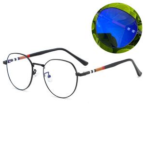 Lunettes Photochromiques et Anti-Lumière Bleue, Monture Métallique Noire en Acétate, Forme Ronde Irrégulière, Verres Photogray 2026, Style Rétro pour Femme - Product Image 1