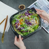 Groothandel wegwerp rechthoekige plastic saladeboxen, fruit- en vleescontainers met deksels, lunch- en afhaallocaties voor voedselverpakkingen