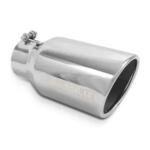 Exhaust Tip 2.5 Inch Inlet x 4 Inch Outlet x 18 InchStainless Steel Angle Cut Pipe Rolled End Tailpipe