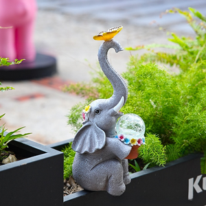 Statua da Giardino Solare Impermeabile con <span class=keywords><strong>Elefante</strong></span> in Resina <span class=keywords><strong>e</strong></span> Decorazioni a <span class=keywords><strong>Farfalla</strong></span> per Esterni - Product Image 6